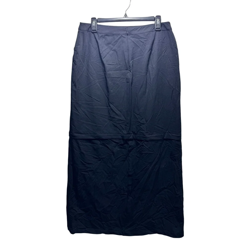 Valerie Stevens Sports Vtg Parachute Convertible Y2K Utility Maxi Skirt 10 Black